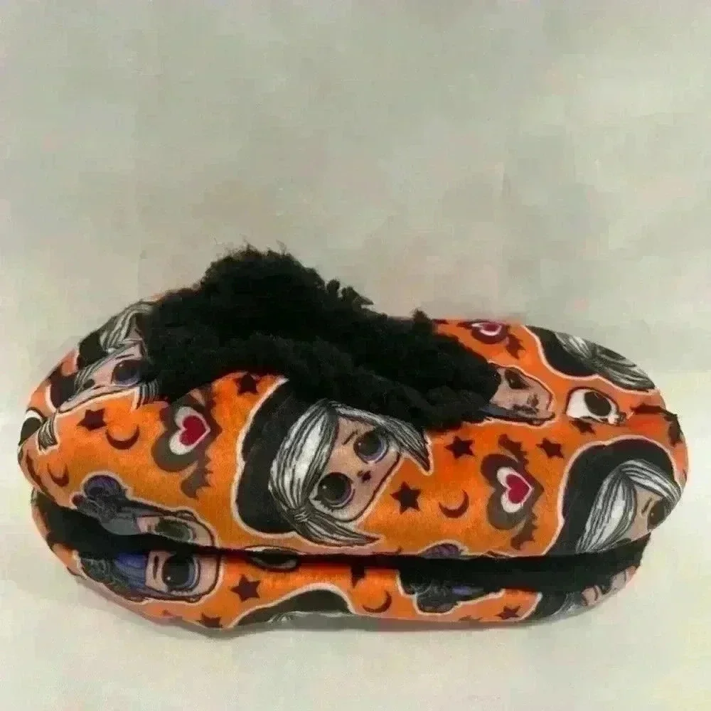 LOL‎ Surprise Fuzzy Babba Slipper Socks Orange Halloween Kids Shoe Size 8-13 S/M